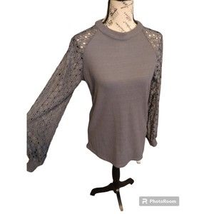 Miholl puff lace sleeve top Dn Gray Y2K Feminine